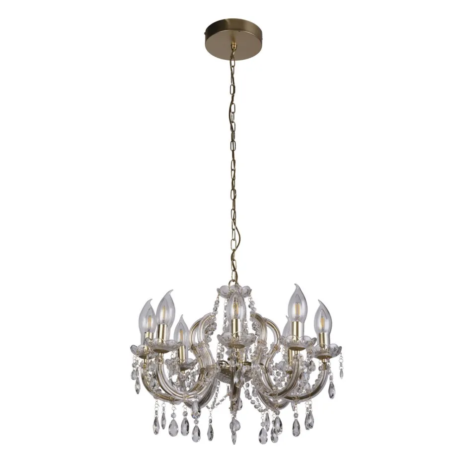 Metall Lampen|Hängeleuchten Außen*Searchlight Kronleuchter Außen Metall Glas IP65 8-flammig L:60 cm