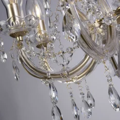 Metall Lampen|Hängeleuchten Außen*Searchlight Kronleuchter Außen Metall Glas IP65 8-flammig L:60 cm