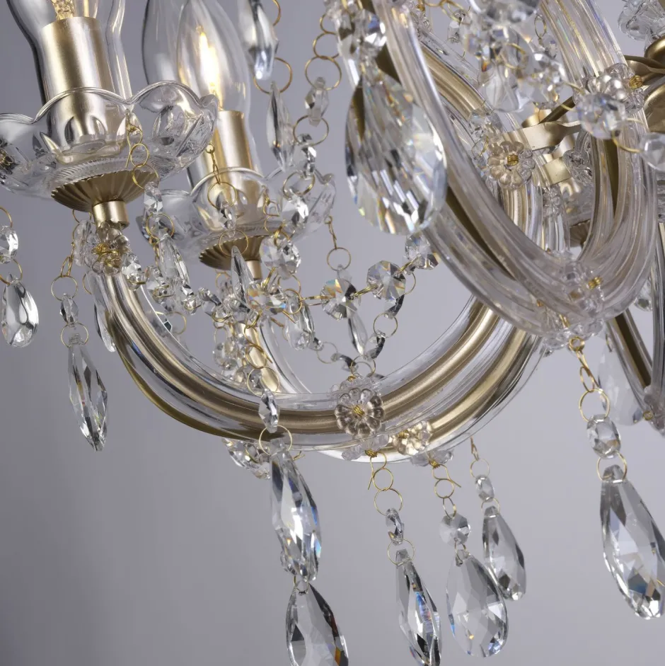 Metall Lampen|Hängeleuchten Außen*Searchlight Kronleuchter Außen Metall Glas IP65 8-flammig L:60 cm