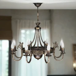 Jupiter Kronleuchter BELRAND Shabby Braun Ø67cm Esszimmer< Rustikale Lampen|Shabby Chic Lampen