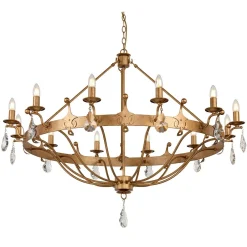 Rustikale Lampen|Designerlampen*Elstead Kronleuchter CAMELOT 10 Gold Ø116cm kürzbar Lampe