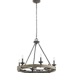 Hängelampen|Wohnzimmerlampen*Elstead Kronleuchter CAMELOT 8 Holz Zink Ø72cm Lampe