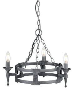 Hängelampen|Esszimmer Lampen*Elstead Kronleuchter CAMELOT 7 in Silber Antik Lampe Ø52cm