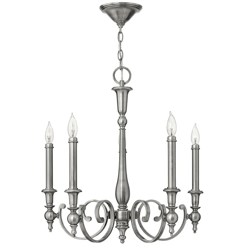 Designerlampen|Kronleuchter*Elstead Kronleuchter CANDELA 16 Nickel 5xE14 kürzbar Lampe
