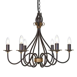 Rustikale Lampen|Designerlampen*Elstead Kronleuchter CANDELA 15 Rostbraun Ø65cm Lampe