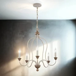 Elstead Kronleuchter CANDELA 8 Shabby 5xE14 kürzbar Lampe< Holzlampen|Designerlampen