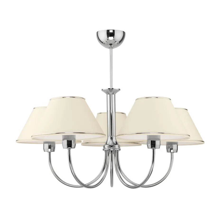 Deckenleuchten|Moderne Lampen*Jupiter Kronleuchter Esszimmer Schirm Weiß Chrom SELUSSA