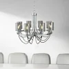 Searchlight Kronleuchter 8-flammig E14 Chrom Rauchgrau Glas Metall< Hängelampen|Schlafzimmer Lampen