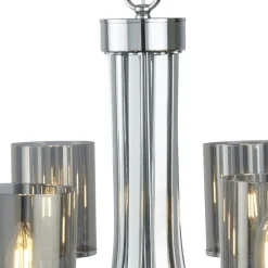 Searchlight Kronleuchter 8-flammig E14 Chrom Rauchgrau Glas Metall< Hängelampen|Schlafzimmer Lampen