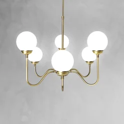 Deckenleuchten|Wandleuchten*Giovanni Battista Kronleuchter 6-flammig E14 in Bronze hell glänzend Weiß