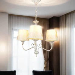 Hängelampen|Esszimmer Lampen*Jupiter Kronleuchter GANARA in Shabby Gold Barock Motiv