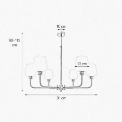 Deckenleuchten|Hängelampen*Giovanni Battista Kronleuchter Glas Messing Ø 81 cm 6x E27 verstellbar