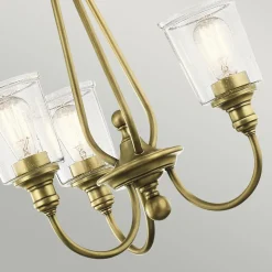 Glaslampen|Jugendstil Lampen*Elstead Kronleuchter Glas Metall in Messing Klar Jugendstil