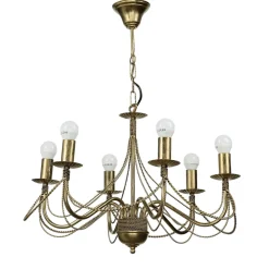 Hängelampen|Esszimmer Lampen*Emibig Kronleuchter Gold Metall Rustikal 6-flammig E14