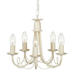 Rustikale Lampen|Designerlampen*Elstead Kronleuchter GOTICA 5 Creme 5xE14 kürzbar Lampe