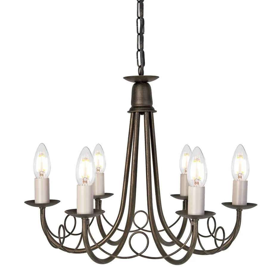 Rustikale Lampen|Designerlampen*Elstead Kronleuchter GOTICA 5 in Gold 6xE14 kürzbar Lampe