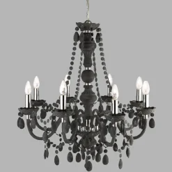 Searchlight Kronleuchter Grau Ø 74 cm Glas Kristall 8x E14< Glaslampen|Kronleuchter