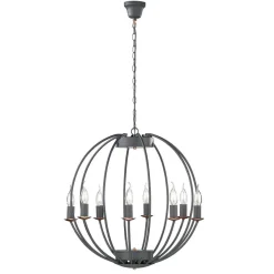 WOFI Kronleuchter Grau rund Ø 55 cm Metall 8x E14< Hängelampen|Esszimmer Lampen