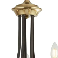 Hängelampen|Esszimmer Lampen*Searchlight Kronleuchter in Bronze Ø 58 cm 5-flammig E14 Metall