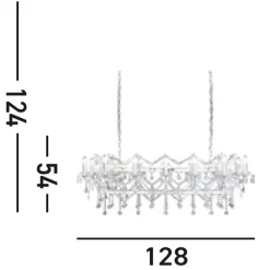 Searchlight Kronleuchter in Chrom 14-flammig E14 L:128 cm länglich< Bürolampen|Wohnzimmerlampen