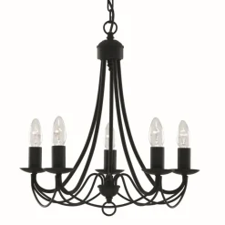 Hängelampen|Kronleuchter*Searchlight Kronleuchter in matt Schwarz 5-flmg.