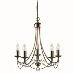 Searchlight Kronleuchter in Messing Antik 5-flmg.< Kronleuchter|Wohnzimmerlampen