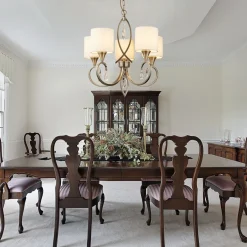 Wohnzimmerlampen|Glaslampen*Searchlight Kronleuchter in Messing Antik Natur 5-flammig E14 Ø 52 cm