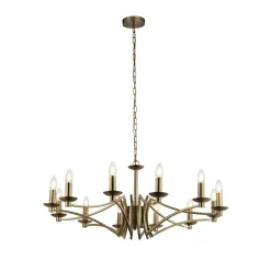 Searchlight Kronleuchter in Messing Antik E14 Metall 12-flammig Ø 88 cm< Wohnzimmerlampen|Rustikale Lampen