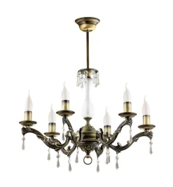 Jupiter Kronleuchter in Messing antik Kristall TERRI Lampe< Deckenleuchten|Kristalllampen