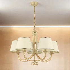 Hängelampen|Esszimmer Lampen*Jupiter Kronleuchter in Shabby Gold Weiß BERTHA Esstisch