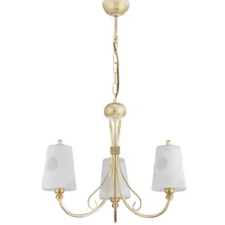 Glaslampen|Shabby Chic Lampen*Jupiter Kronleuchter in Shabby Gold Weiß Glas ENANIA Lampe