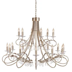 Designerlampen|Kristalllampen*Elstead Kronleuchter in Silber Gold mit Kristall groß CANDELA 4