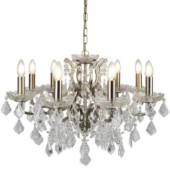 Searchlight Kronleuchter Kristall Ø 70 cm in Messing Antik 8x E14< Wohnzimmerlampen|Esszimmer Lampen