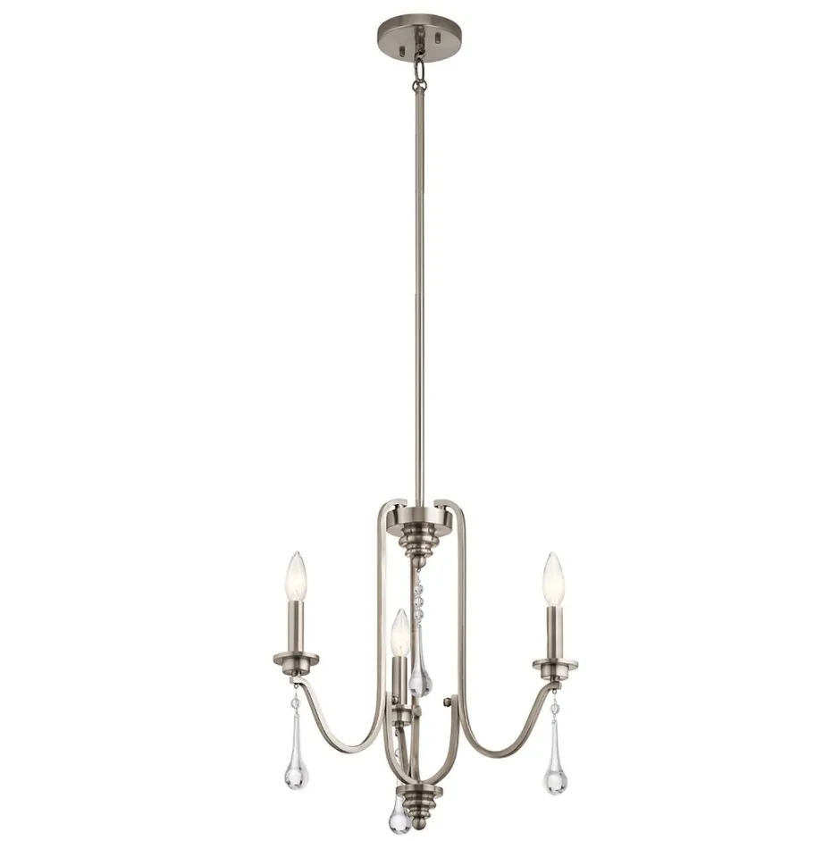 Hängelampen|Esszimmer Lampen*Elstead Kronleuchter Kristall Metall B: 45,7 cm 3-armig E14 ZINNIA