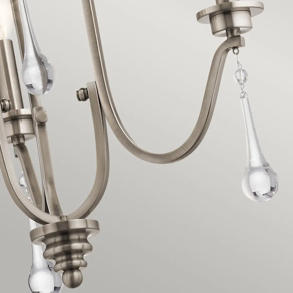 Hängelampen|Esszimmer Lampen*Elstead Kronleuchter Kristall Metall B: 45,7 cm 3-armig E14 ZINNIA