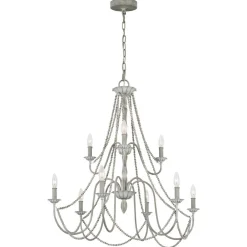 Hängelampen|Schlafzimmer Lampen*Elstead Kronleuchter Landhaus Shabby B: 81,3 cm H: max. 311 cm Grau