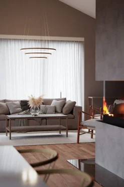 By Rydéns Kronleuchter LED B: 80 cm 3 Ringe Holz 2700 K warmweiß< Hängelampen|Led Lampen