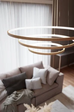 By Rydéns Kronleuchter LED B: 80 cm 3 Ringe Holz 2700 K warmweiß< Hängelampen|Led Lampen