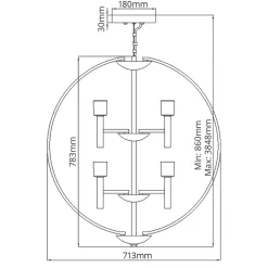 Wohnzimmerlampen|Esszimmer Lampen*Elstead Kronleuchter LED G9 rund D: 71,3 cm Metall Glas in Chrom Weiß