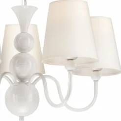 Hängelampen|Esszimmer Lampen*Lamkur Kronleuchter MADISYN Weiß Stoff 5-flmg Esszimmer