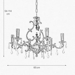 Jugendstil Lampen|Kristalllampen*Giovanni Battista Kronleuchter Messing Kristall Ø 65 cm 6-flammig E14 in Bronze