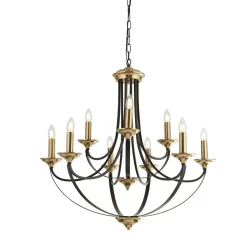 Searchlight Kronleuchter Metall Ø 78 cm 9-flammig E14 in Bronze JORGE< Hängelampen|Wohnzimmerlampen