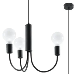Sollux Kronleuchter Metall Ø 45 cm 3-flammig Retro Schwarz< Wohnzimmerlampen|Esszimmer Lampen