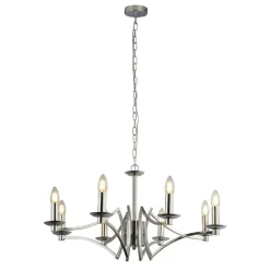 Searchlight Kronleuchter Metall 8-flammig E14 Chrom Ø 72 cm AMANDA< Hängelampen|Wohnzimmerlampen