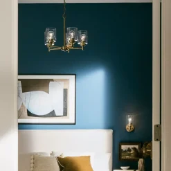 Elstead Kronleuchter Metall Glas 50,2 cm breit H: max. 144,4 cm< Hängelampen|Wohnzimmerlampen