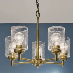 Elstead Kronleuchter Metall Glas 50,2 cm breit H: max. 144,4 cm< Hängelampen|Wohnzimmerlampen