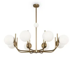 Deckenleuchten|Esszimmer Lampen*Maytoni Kronleuchter Metall Glas 103 cm breit in Messing Weiß