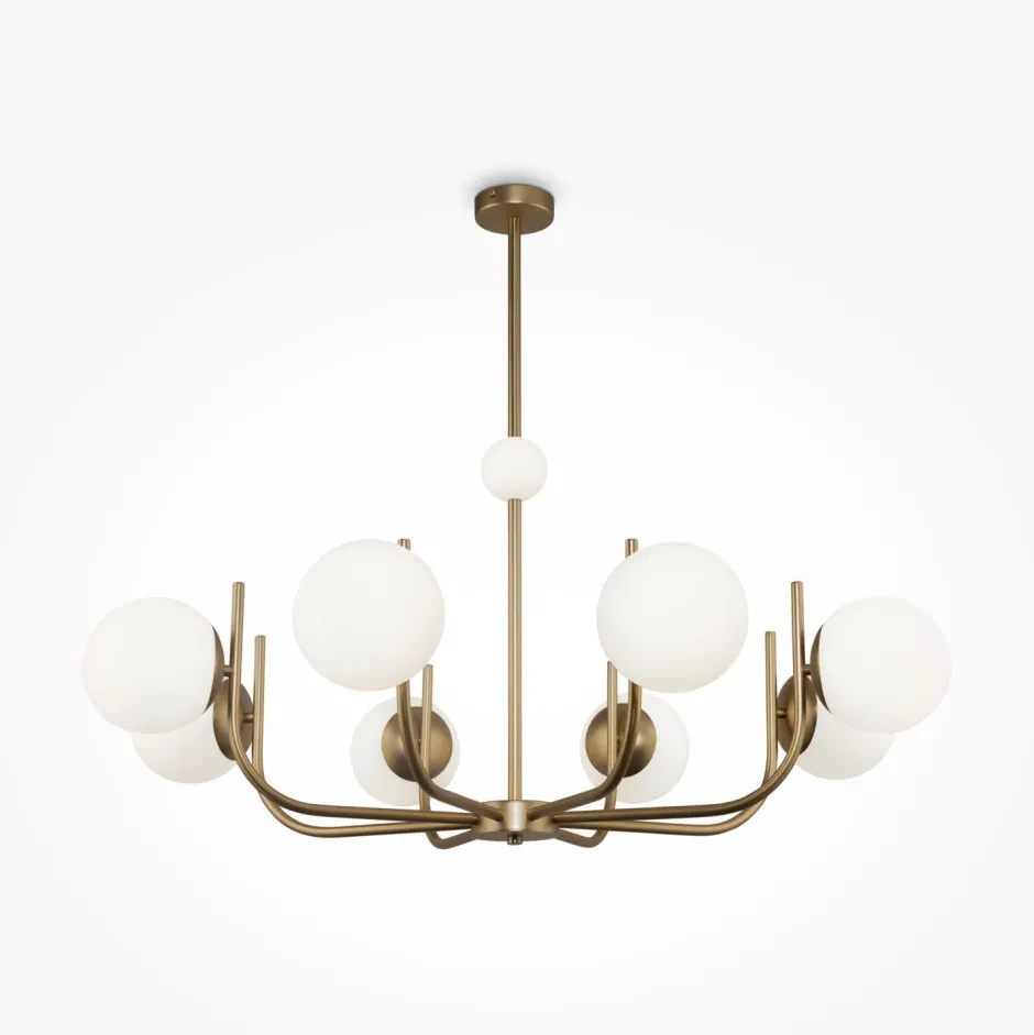 Deckenleuchten|Esszimmer Lampen*Maytoni Kronleuchter Metall Glas 103 cm breit in Messing Weiß