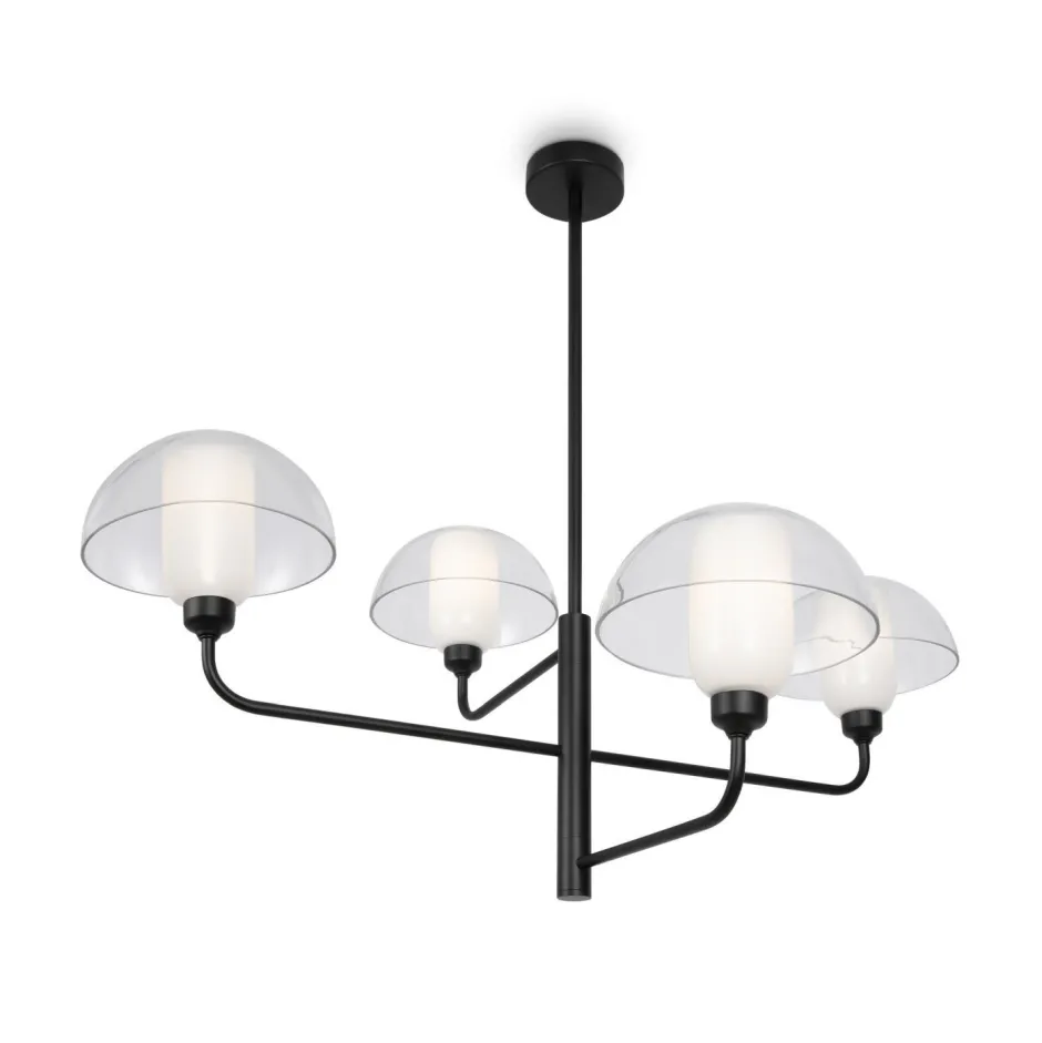 Deckenleuchten|Esszimmer Lampen*Maytoni Kronleuchter Metall Glas E14 90,6 cm breit Schwarz Weiß