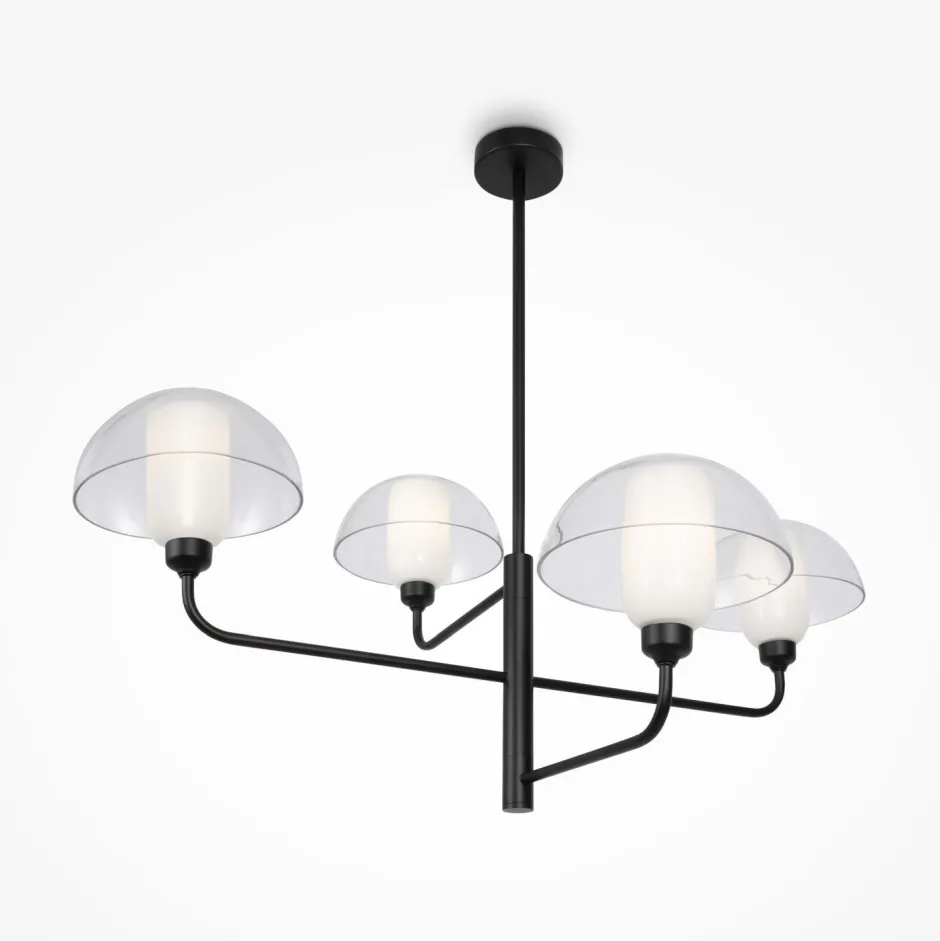 Deckenleuchten|Esszimmer Lampen*Maytoni Kronleuchter Metall Glas E14 90,6 cm breit Schwarz Weiß
